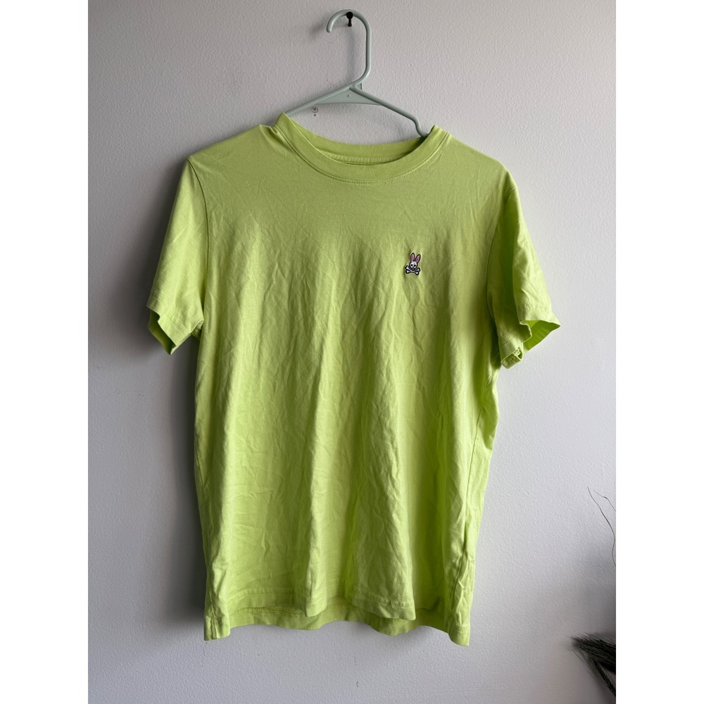 Psycho Bunny Mens Lime Green Short Sleeve Embroidered Logo Crew Neck Tee Size 4